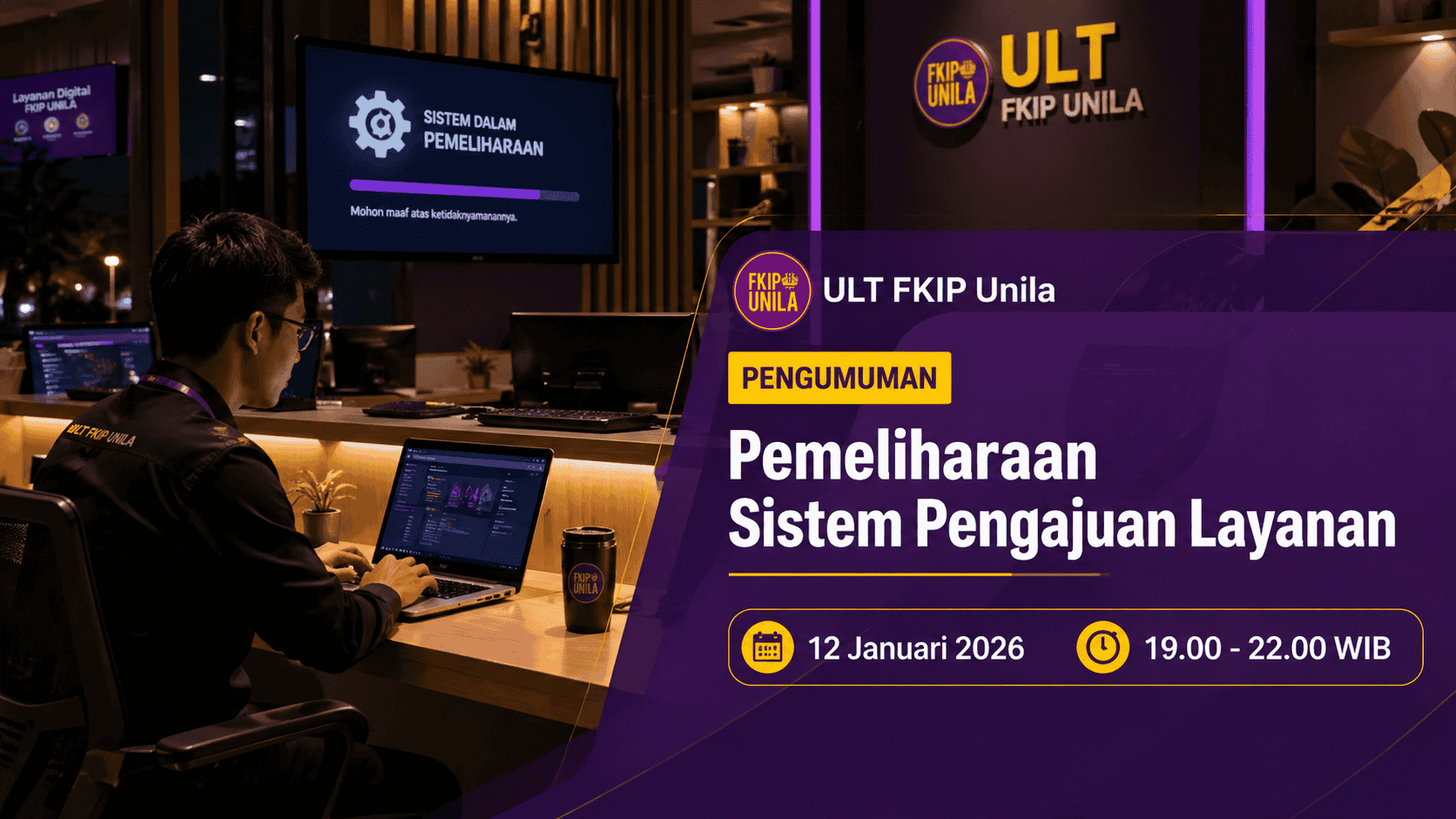 Pemeliharaan Sistem Pengajuan Layanan pada 12 Januari 2026