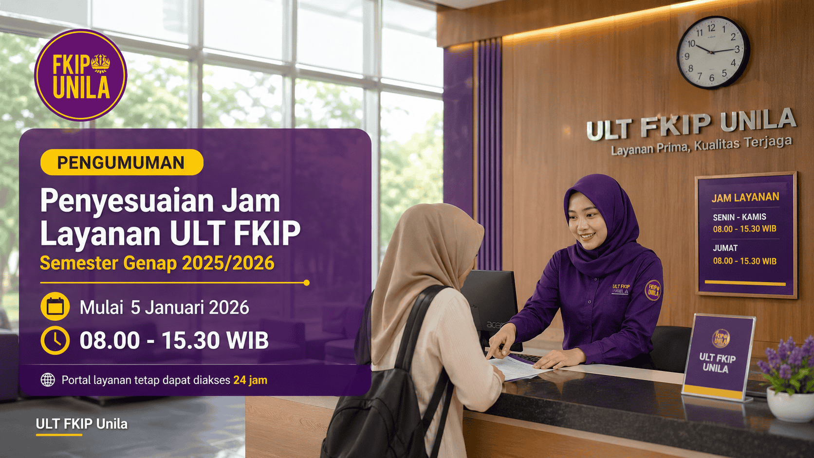 Penyesuaian Jam Layanan ULT FKIP Semester Genap 2025/2026